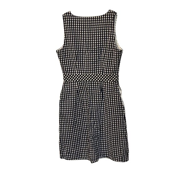 J. Crew Factory V Neck Button Front Navy Gingham Sleeveless Dress 0 Lined - Picture 4 of 9